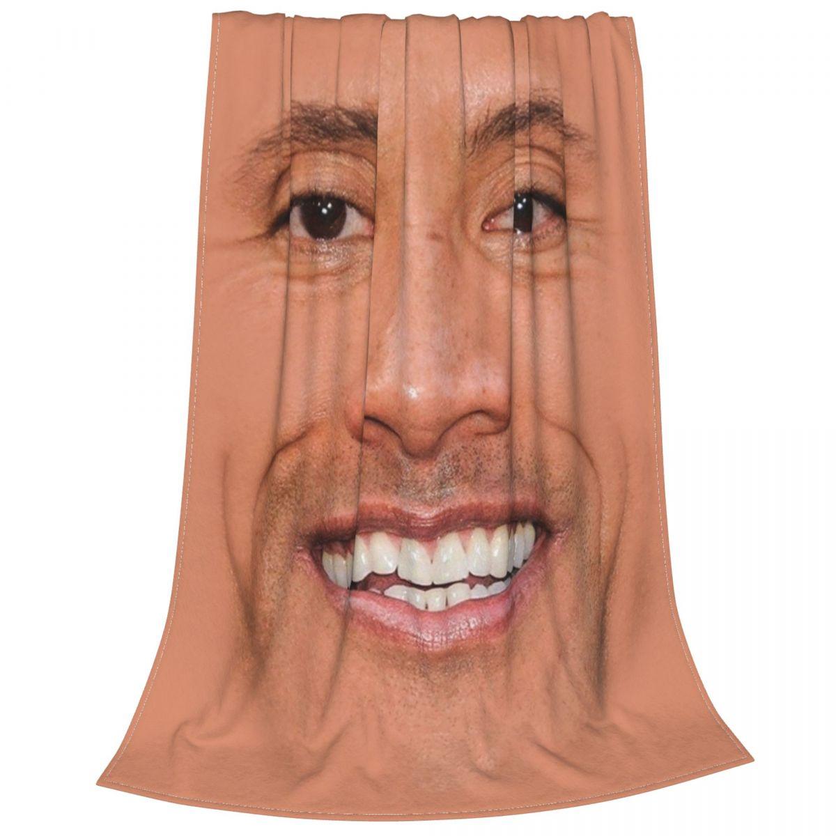 The Rock Face Blankets Flannel Summer Air Conditioning Dwayne Johnson Soft Throw Blanket for Bedding Outdoor Bedding Throws Size: 75*100cm, Weight: 230 GSM