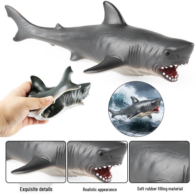 Soft Rubber Marine Life Toy: White Shark, Humpback Whale & Megalodon Model for Children