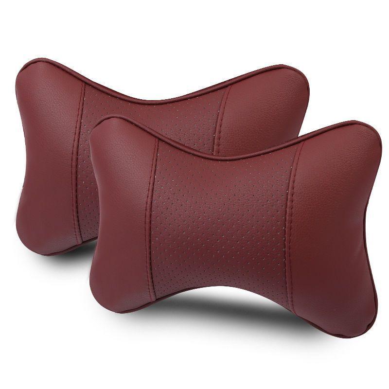 Premium Full Leather Car Headrest and Neck Support Pillow