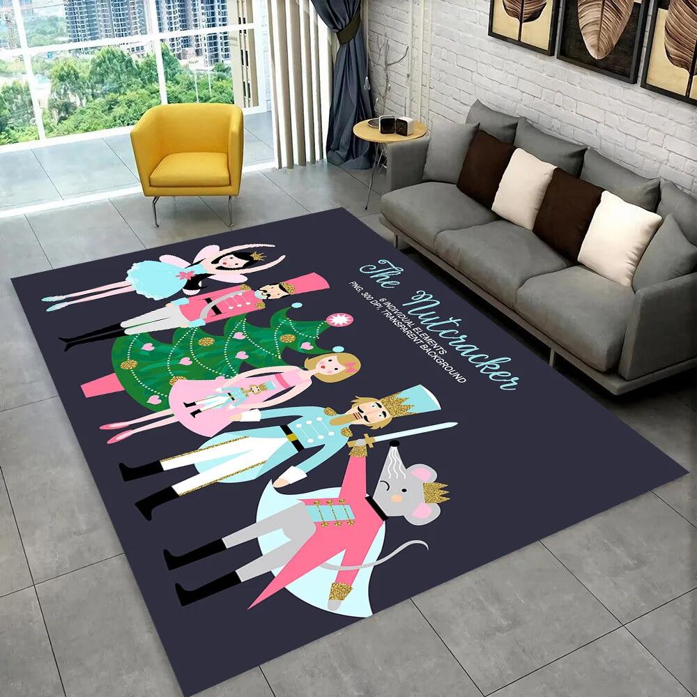 Nussknacker-Weihnachtsbaum-Teppich, Teppich für Zuhause, Wohnzimmer, Schlafzimmer, Sofa, Fußmatte, Dekor, Kinderspiel, rutschfeste Bodenmatte, Geschenk