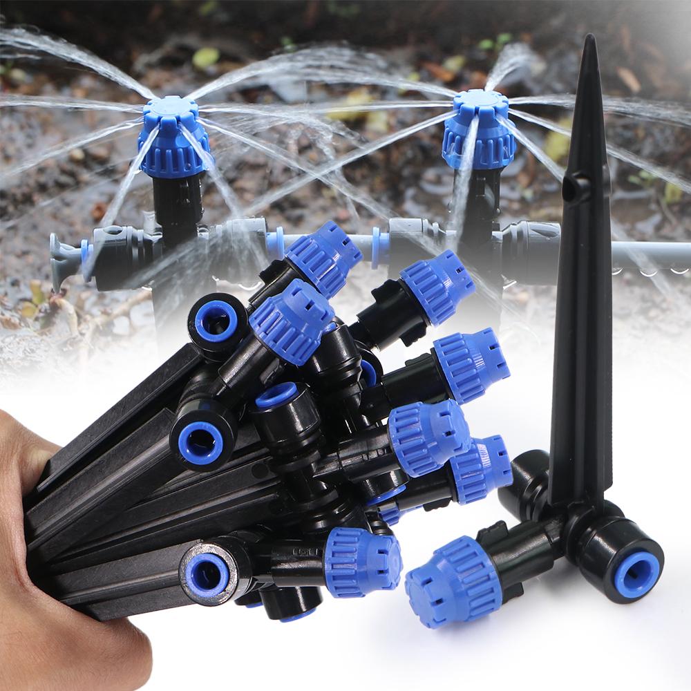 8-holes Drippers with Stake 180° Bend Adjustable Sprinklers Quick Insert Slip Lock Sprayer Garden Irrigation Watering Supplies