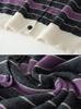 2026 Autumn/Winter Women's Pure Wool Color Block Stripe Loose Knit Cardigan Sweater