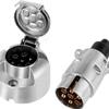 1 Set Trailer Plug & Socket 7 Pin Aluminum Alloy Plug Trailer 7 Pole Towing Connectors Adapter For Boats Rv Truck 12V