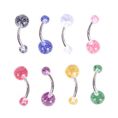 Juego de 8 piercings para ombligo con brillantes de colores, joyería corporal