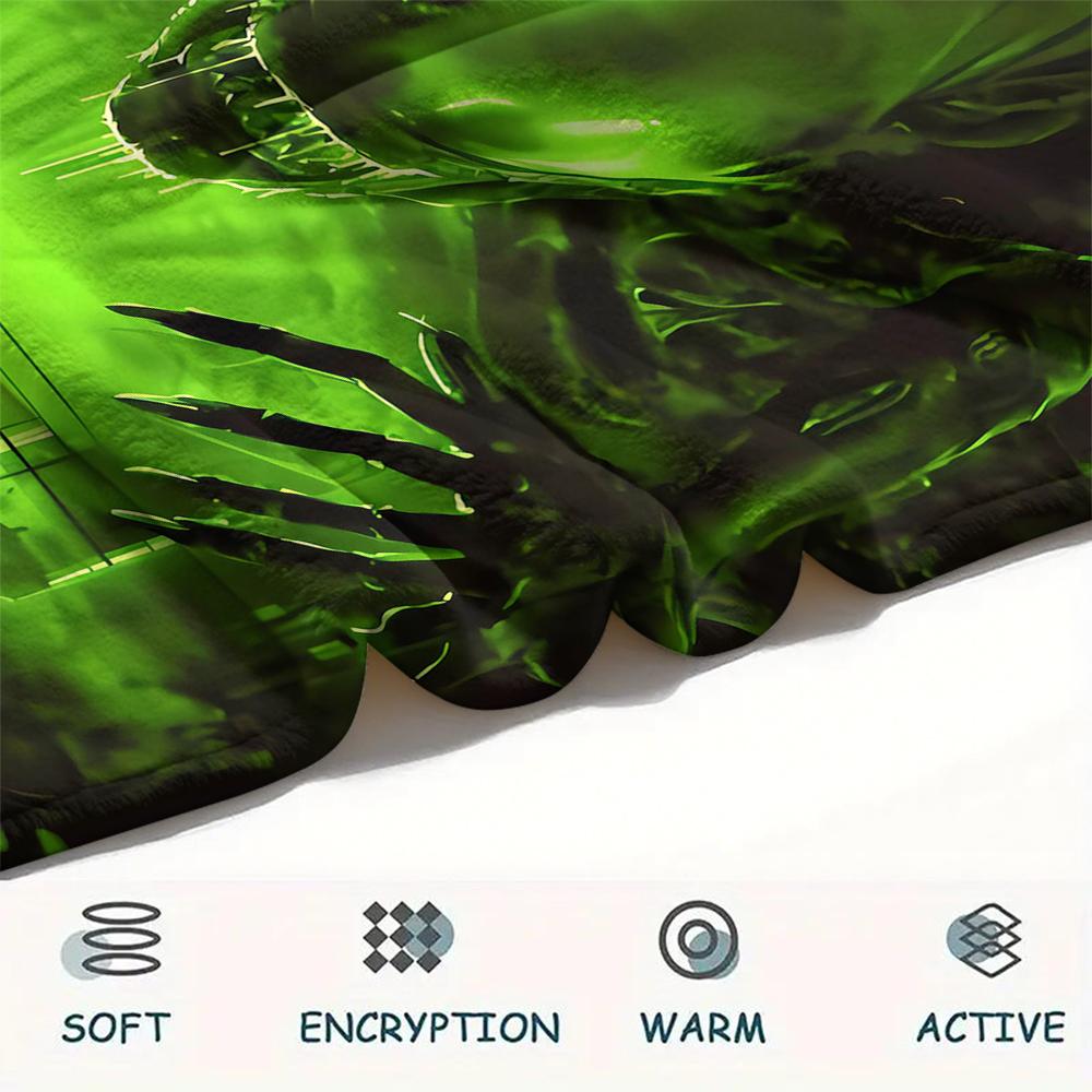 1PC Alien Print Flannel Blanket, High Quality All Seasons, Home Decor, Warmth and Comfort, Perfect for Christmas Gifts