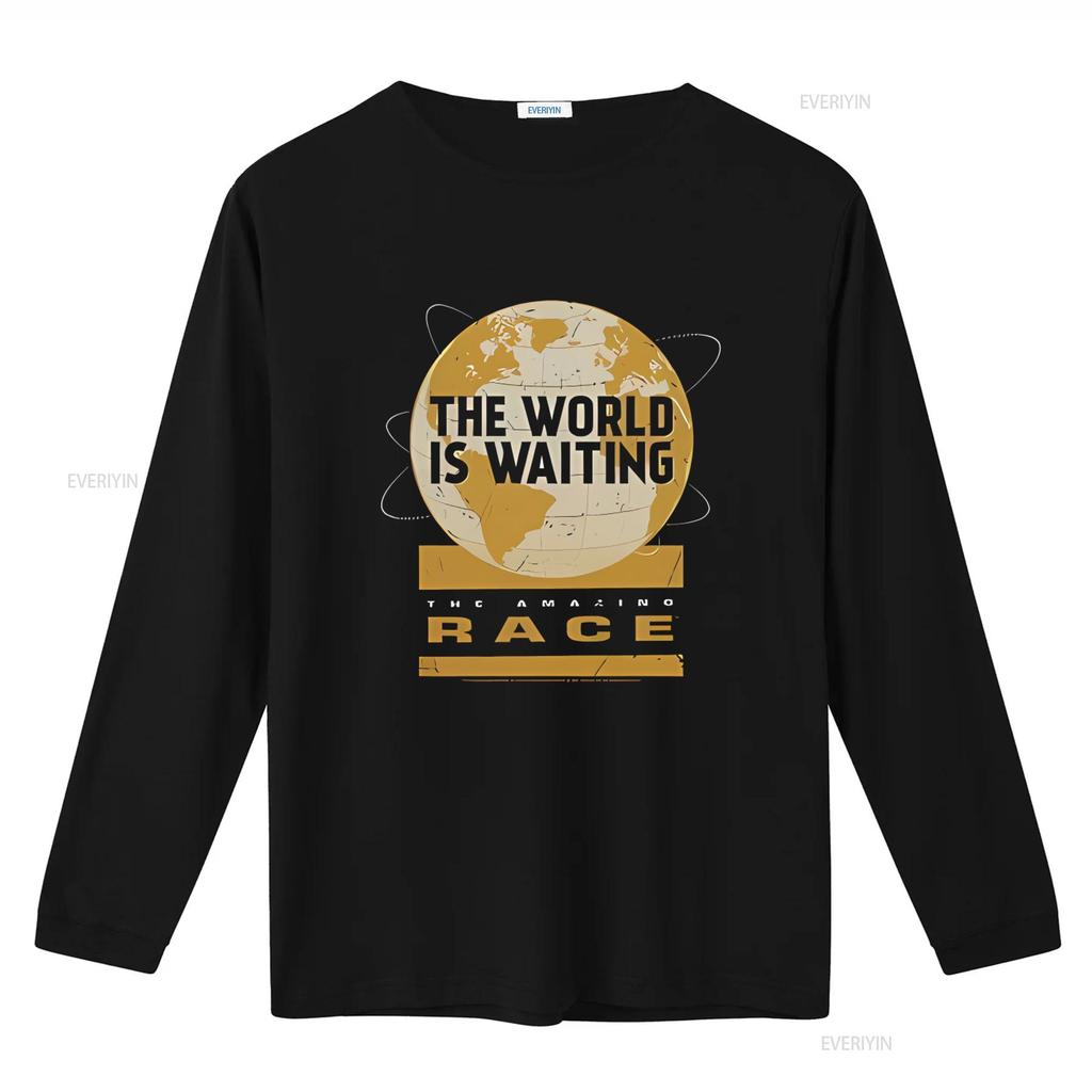 The Amazing Race Waiting World T Shirt Sizes up to 6X Comfortable Cotton Blend Bold Globe Design for Adventure Lovers fashion
