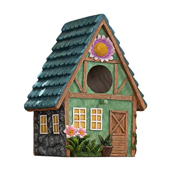 Buiten Ophangbaar Vogelhuis Decoratief Kolibrie Huis Ornamenten Waterdicht Hars Mini Vogelhuisje voor Patio Tuin Veranda Tuin