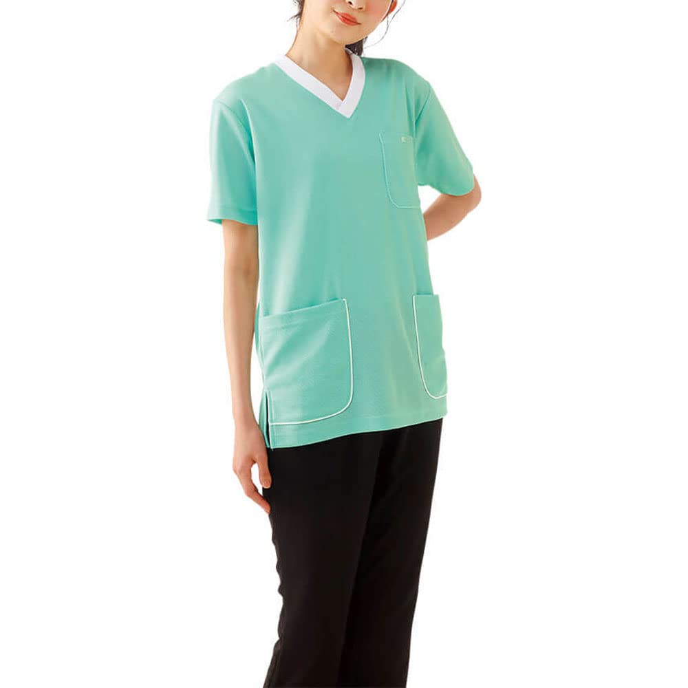 Nursery Scrub Top, Cotton Blend, Side Pockets, Unisex, Size Small, Mint, 9111111A