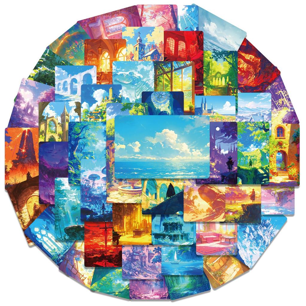 50 Pictures Ins Game Animation Scene Cartoon Graffiti Stickers Two-dimensional Beautiful DIY Suitcase Notebook