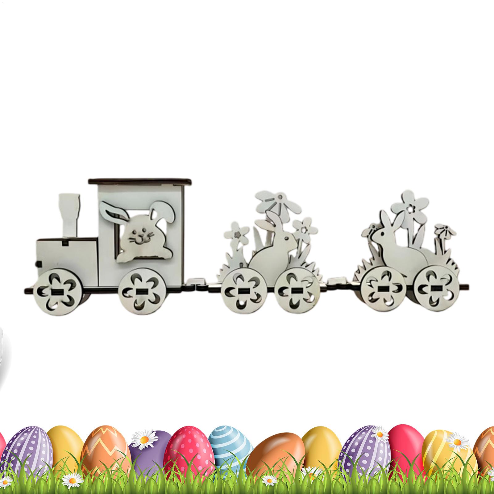 Пасхальный Поезд Зайчик Декорация Деревянный Весенний Зайчик Цветочный Поезд Украшение Пасхальная Вечеринка Домашний Декор Подарки для Гостиной China Mainland