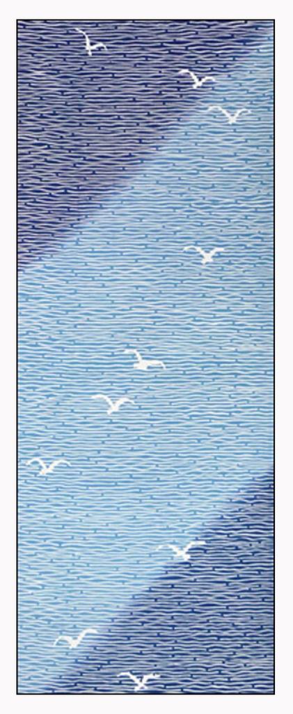 Tenugui Made In Seagull Design Niwa-zome (hand Towel) - Chū-sen Dyeing, 100% Cotton, Japan,