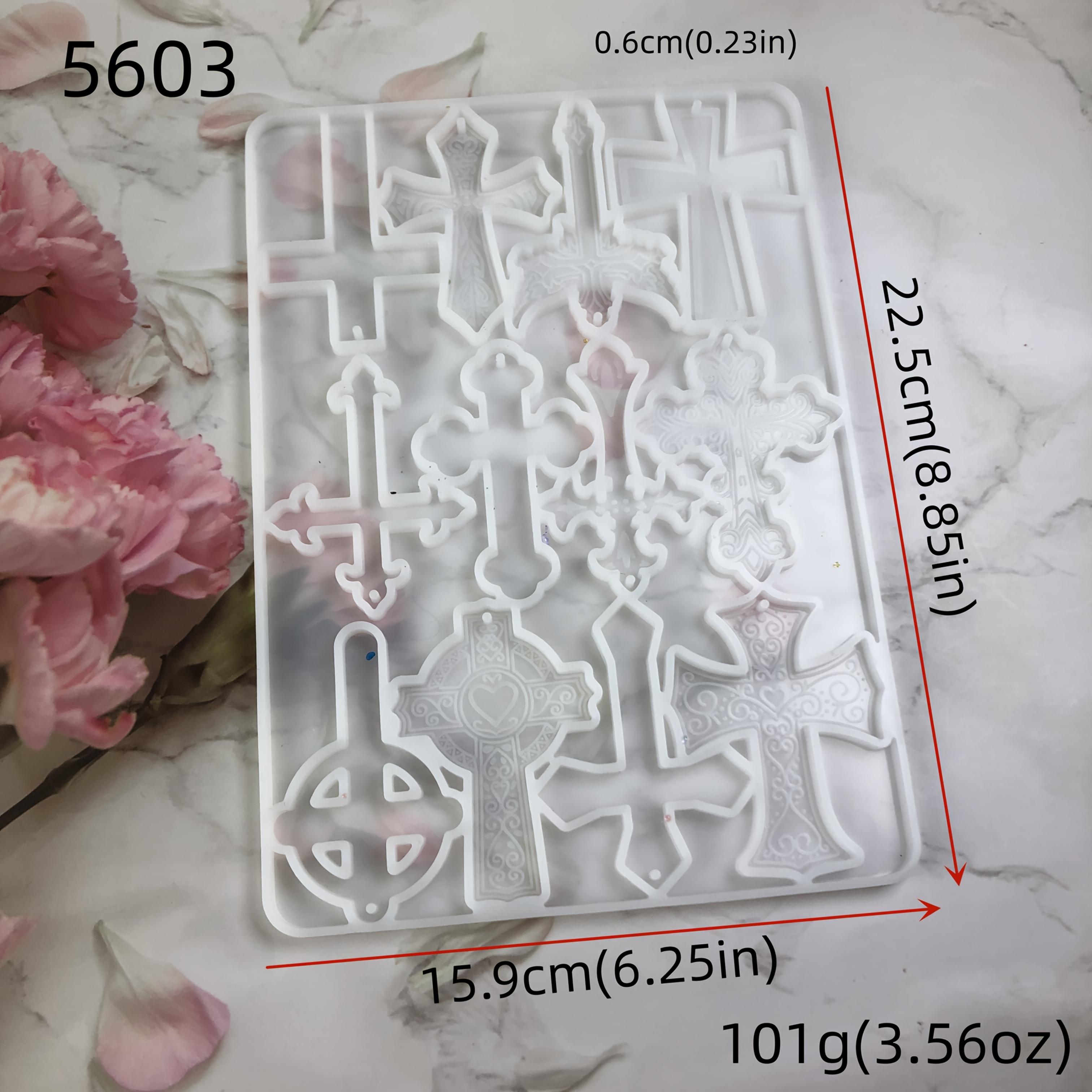 

Силиконовые формы для брелоков из смолы, DIY Craft Подвеска Брелок Декор для рюкзака, Силиконовые формы прямоугольной формы для литья из смолы, с несколькими крестообразными узорами белый