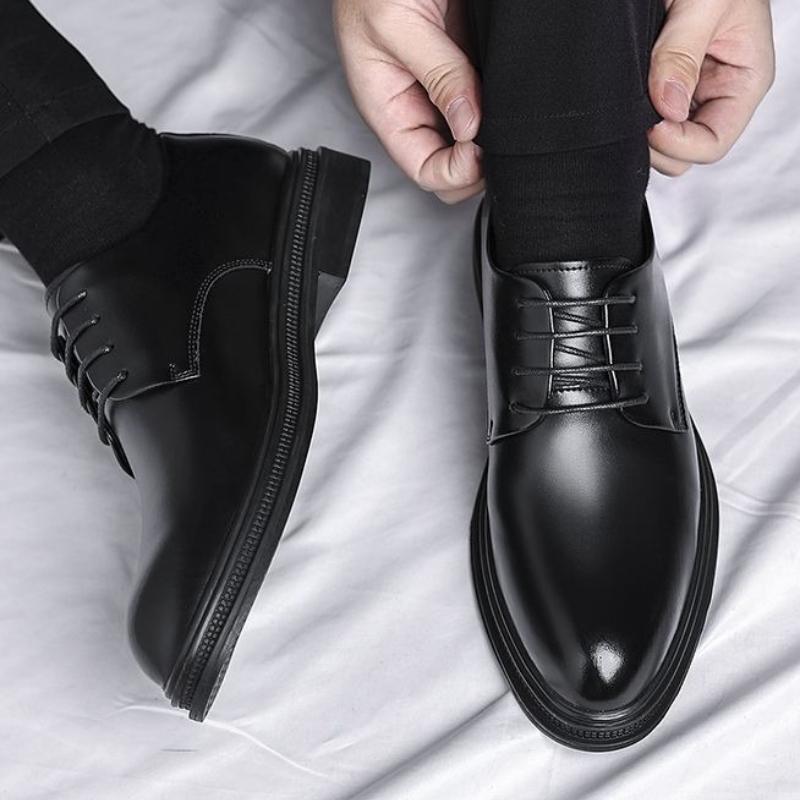 Black Round Toe Lace Up Men's Formal Shoes Spring Autumn Legitimate Leather Official 2025 Style Gentleman Trend Social Shoe Male