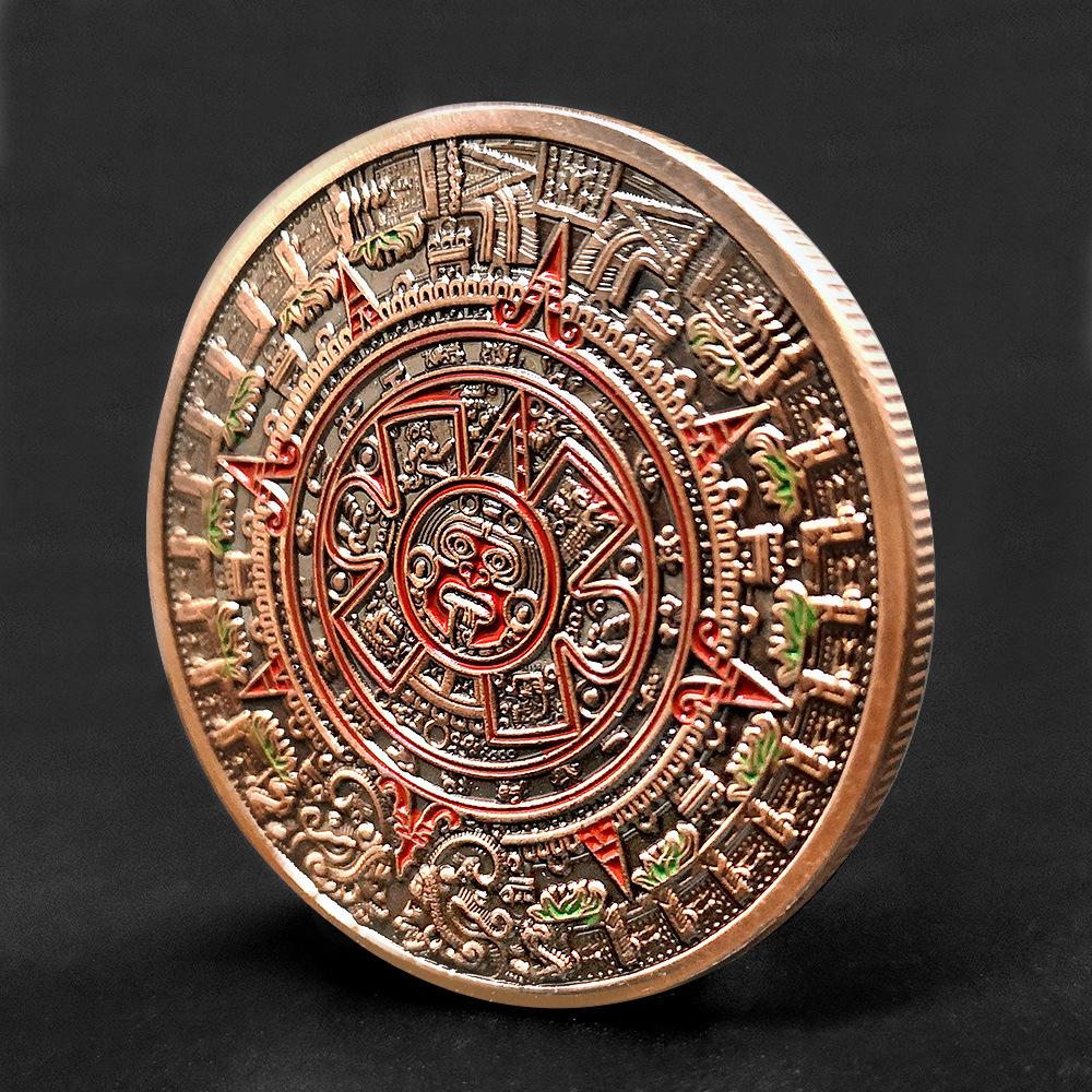Mayan Calendar Commemorative Medal, Gold-plated Coin, Cultural Totem, Aztec Civilization Commemorative Coin, Creative Coin