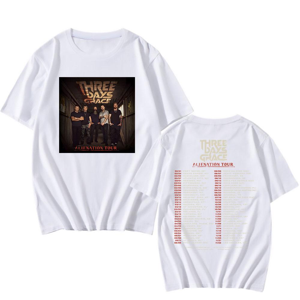 Three Days Grace Alienation Tour 2026 T-shirt Unisex Streetwear Rock Band Heavy Mental Tshirts Cotton Short Sleeve Male T Shirts