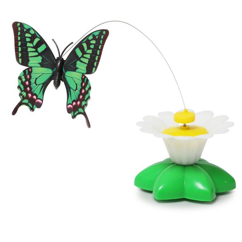 1PC Automatic Rotating Cat Teaser Electric Flying Butterfly Hummingbird Cat Teaser Stick Bird Around Flowers Cat Self-hi Toy