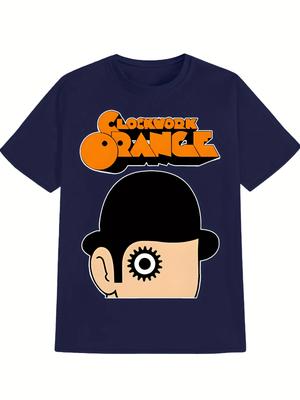 Clockwork Orange Graphic with Orange  Orange Lettering Pattern Design 100 Cotton Oneck Shortsleeved Mens Printed Tshirt
