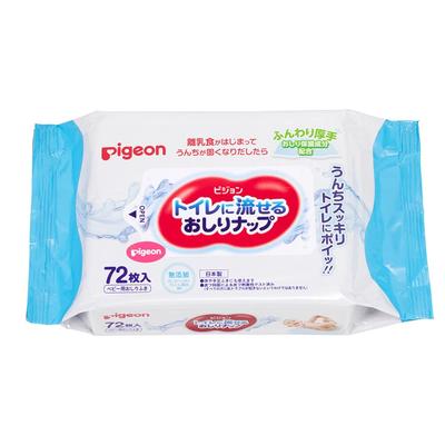 Pigeon Flushable Butt 72 Sheets Nap, Fluffy, Thick, Natural,