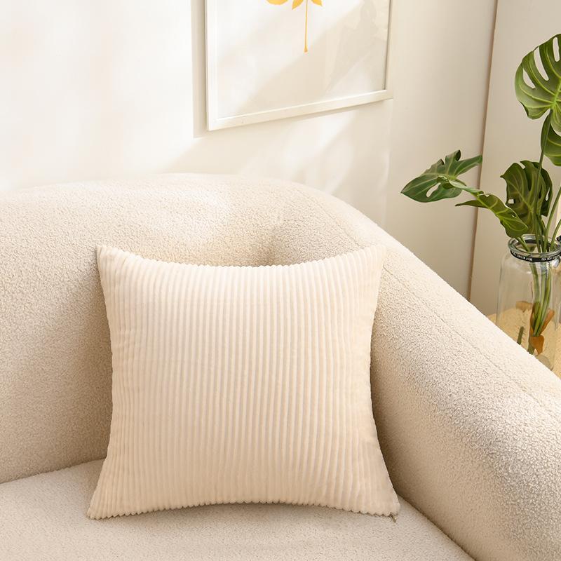 Double-Sided Texture Corduroy Striped Throw Pillow Covers, Modern Aesthetic Pillowcases Vintage Cushion Covers for Living Room Bedroom Sofa