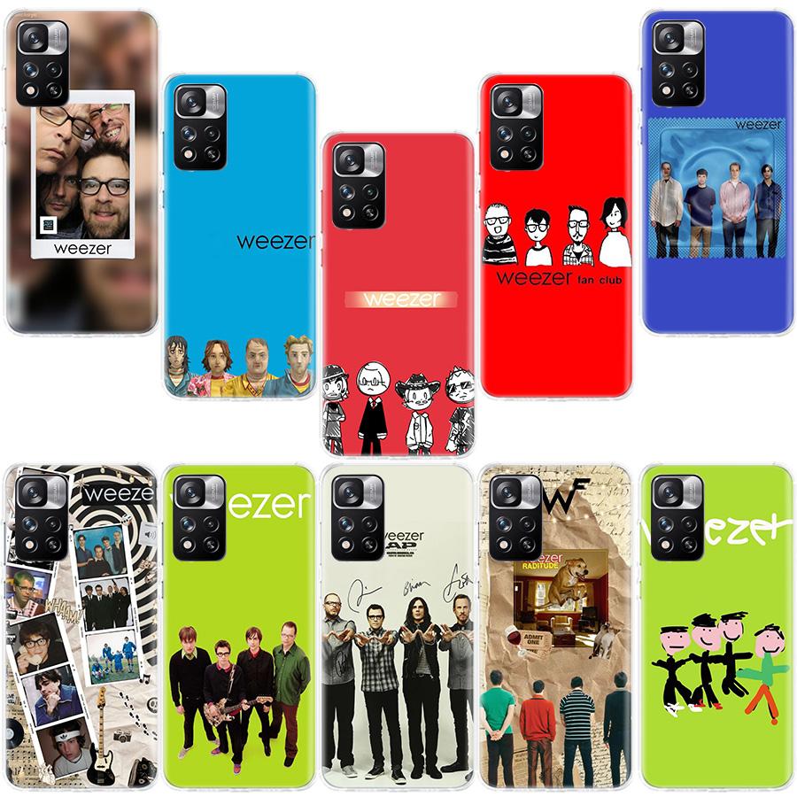 Coque de téléphone Band W-Weezer Pour Redmi Note 13 12 Pro Plus 14 15 Pro 5G 11 11T 11E 11S 10 Pro 10S 9 9S Housse Cellulaire Transparente TPU Capa Cas