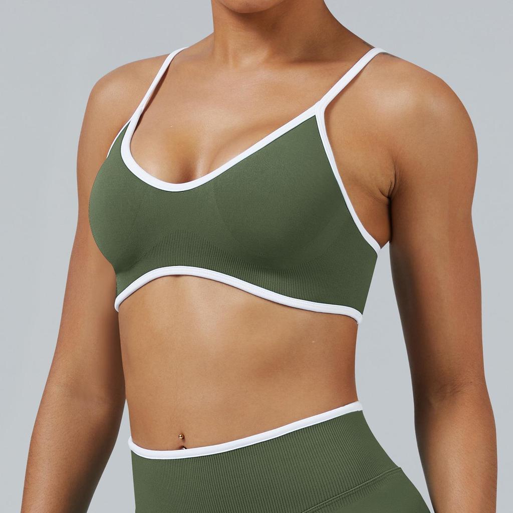 Colorblock Cross-Strap Shockproof Sports Bra for Yoga and Outdoor Fitness