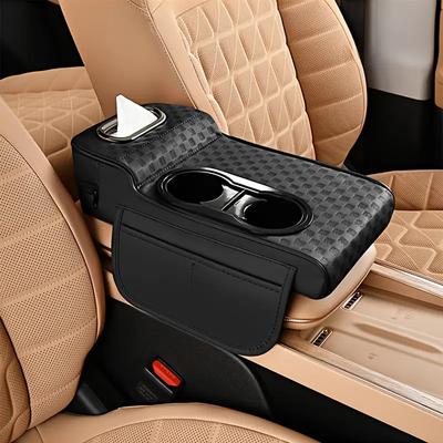 5-in-1 Car Organizer: Cup Holder, Storage & Tissue Box. Universal Fit, Non-Slip Grip. Sleek & Durable. Perfect for Travel!