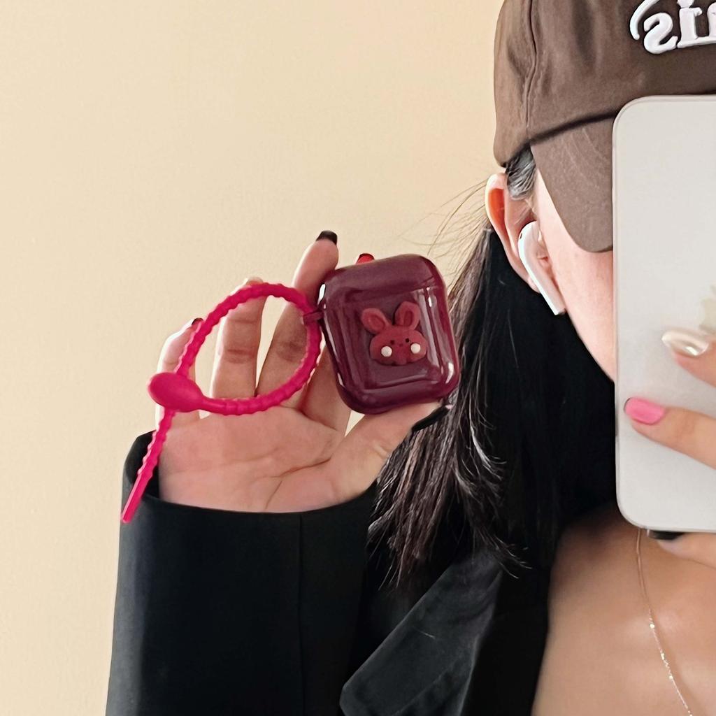 Ins-funda de silicona suave para auriculares, conejo rojo, para Apple Airpods Pro 2, 3, 1, 2. ª caja de carga inalámbrica Bluetooth, Capa de dibujos animados