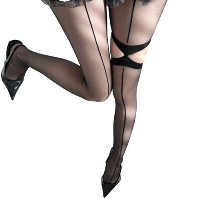 Sheer Tights for Women Vertical Line Pantyhose Thigh High Stockings Hollowed Out Silk Stockings Hosiery