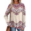 Women's Printed Lightweight Brushed-Cotton Round Neck Top