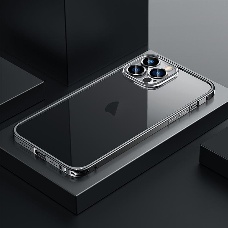 

Магнитный прозрачный чехол QGeeM для iPhone 11 14 13 Pro Max Plus Space с алюминиевой рамкой, задняя крышка для IPhone 12 Pro Max PC, прозрачный со стеклянной линзой iPhone 11 Pro чёрный