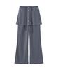 POEV Relaxed-Fit Layered Skirt Pants - Dark Navy