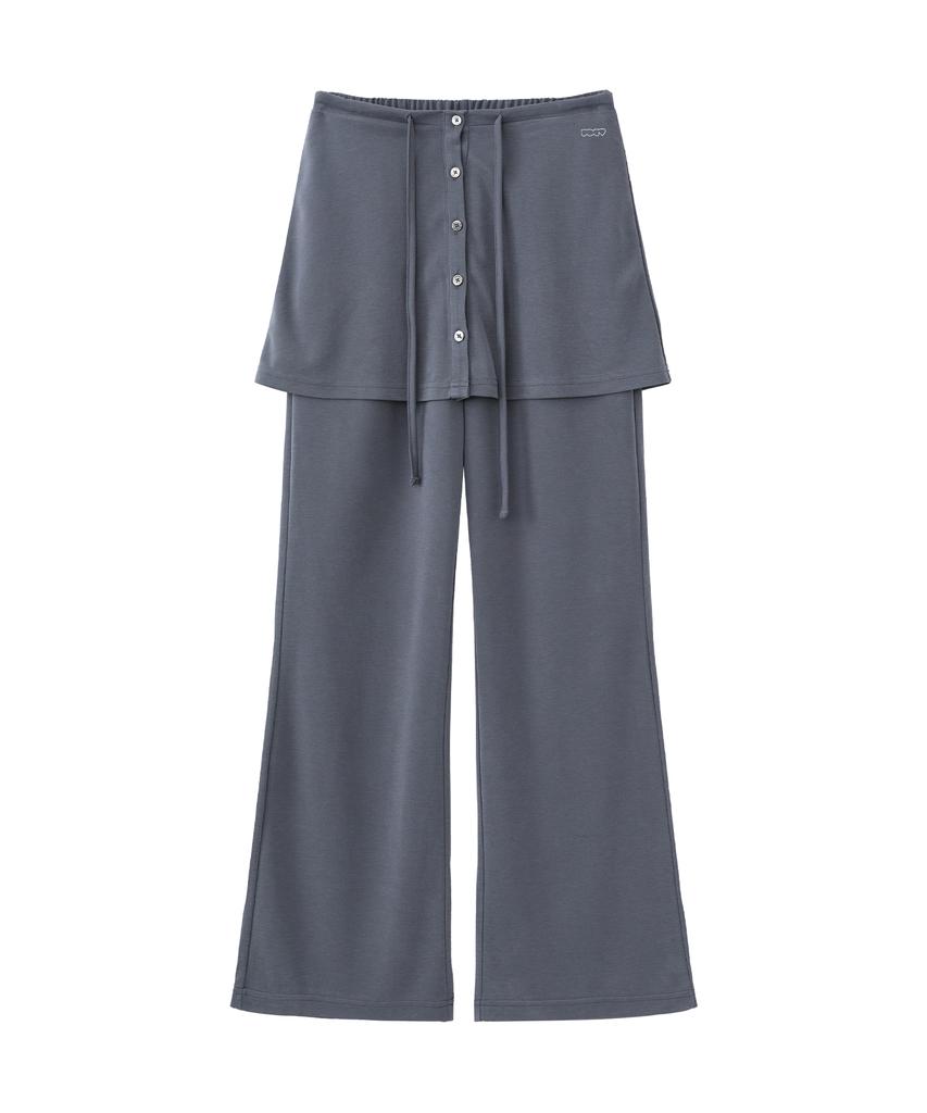 POEV Relaxed-Fit Layered Skirt Pants - Dark Navy