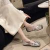 Fashion Womens Flat Shoes Mage Fairy Style Silver Sequin Mary Jane Basic Spring Autumn Niche Rhinestones Skirt Party 2024 New Designer