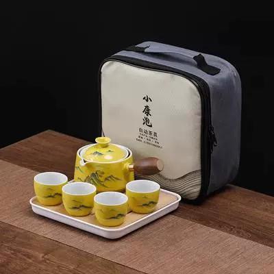 Chinese Style Kung Fu Travel Ceramic Tea Set Portable Teapot Set with 360 Rotation Tea Make Teacup Cup for Tea Gift Bag 2025 New