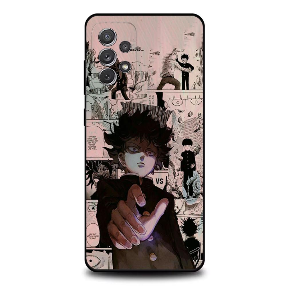 Mob Psycho 100 Cartoon Phone Case For Samsung S25,S24,S21,S22,S23,S30,Ultra,S20,Plus,Fe,Lite,Note,10,9,5G Black Cover