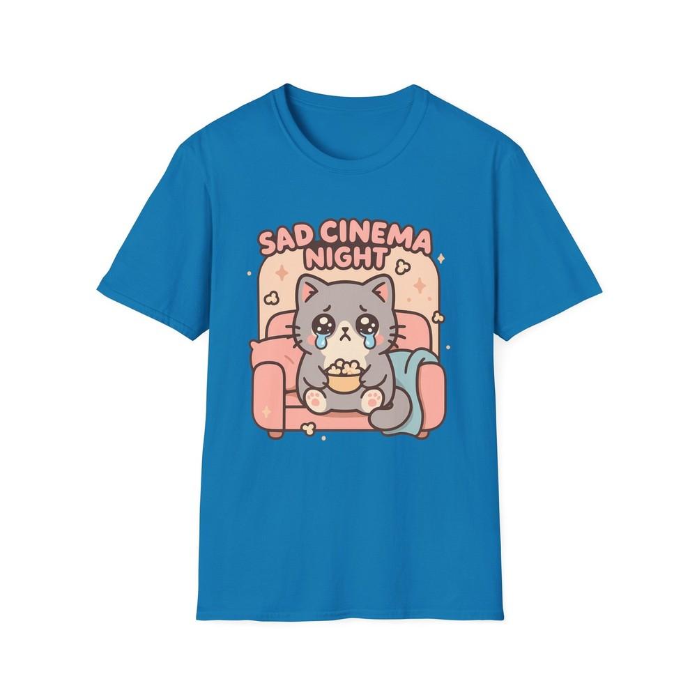 

Unisex Softstyle T-Shirt Fluffy Cat Popcorn Sofa Sad Emotional Humor 3XL
