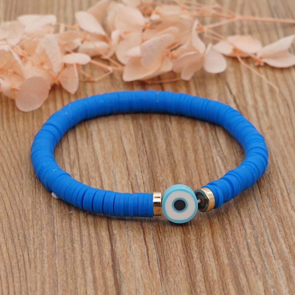 

Multicolor Evil Eye Heishi Beaded Bracelet Set for Women Bohemian Jewelry Gift королівський синій колір