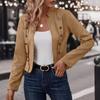 Damen Casual Business Langarm Jacke mit Frontöffnung Slim Fit Cropped