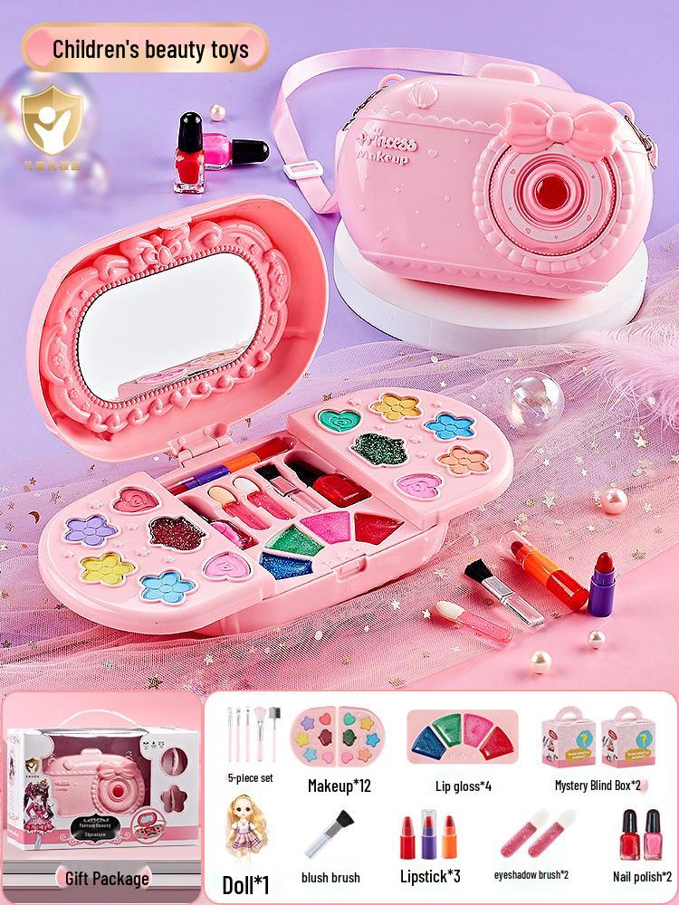 

Детский набор для макияжа с куклой: Коробка с косметикой принцессы с лаком для ногтей