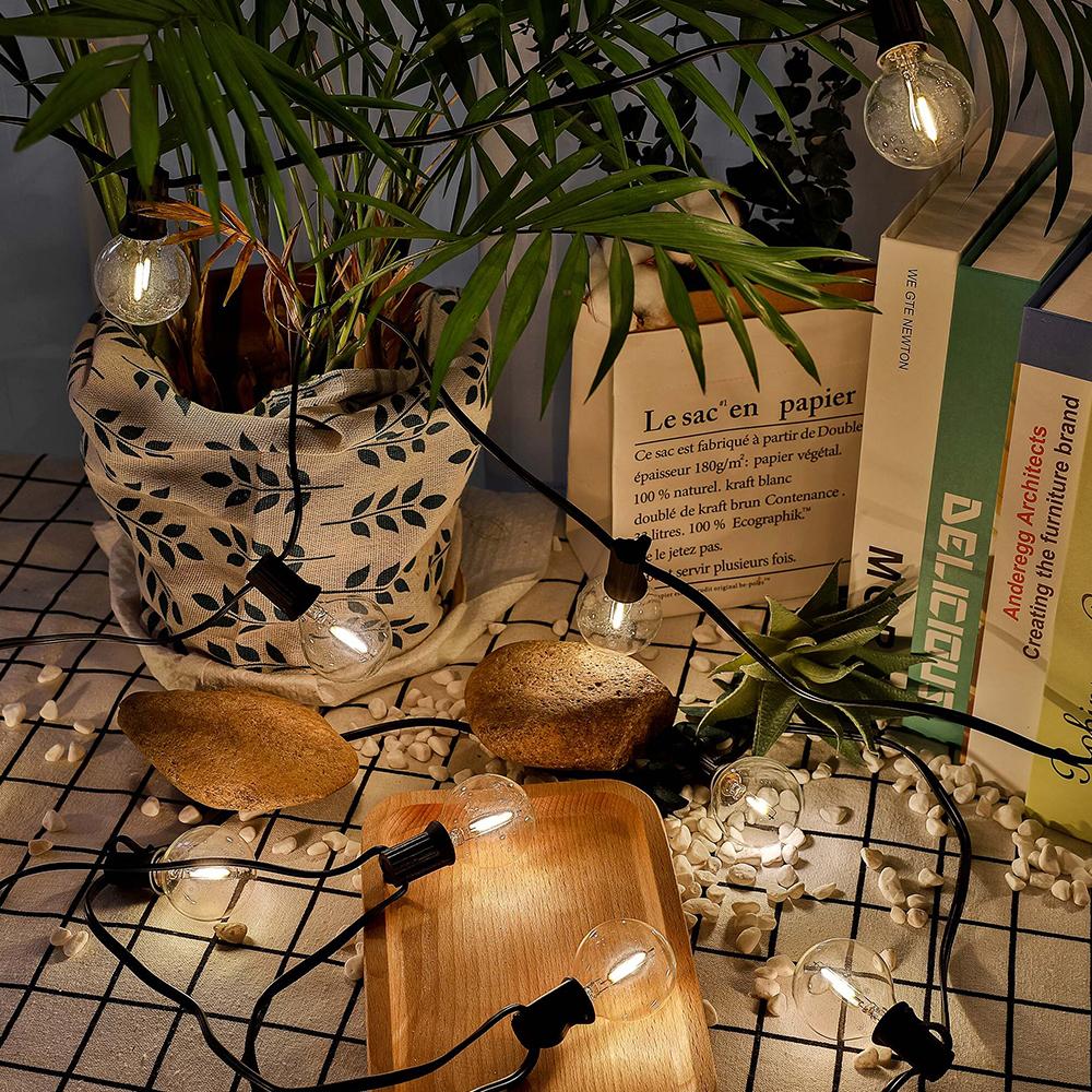 220V/110V EU/US Plug LED G40 String Lights E12 Base Shatterproof Whaterproof Outdoor Garden String Lights for Christmas Decor