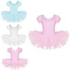 Girls Ballet Leotard Mesh Dance Tutu Dress Classic Short Bubble Sleeves Dress