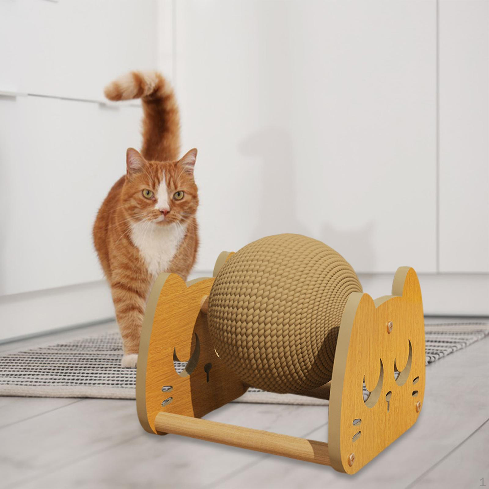 

Cat Scratching Ball Interactive Toy Grind Claws Solid Wood Frame for Small Medium Large Cats Paw Shape