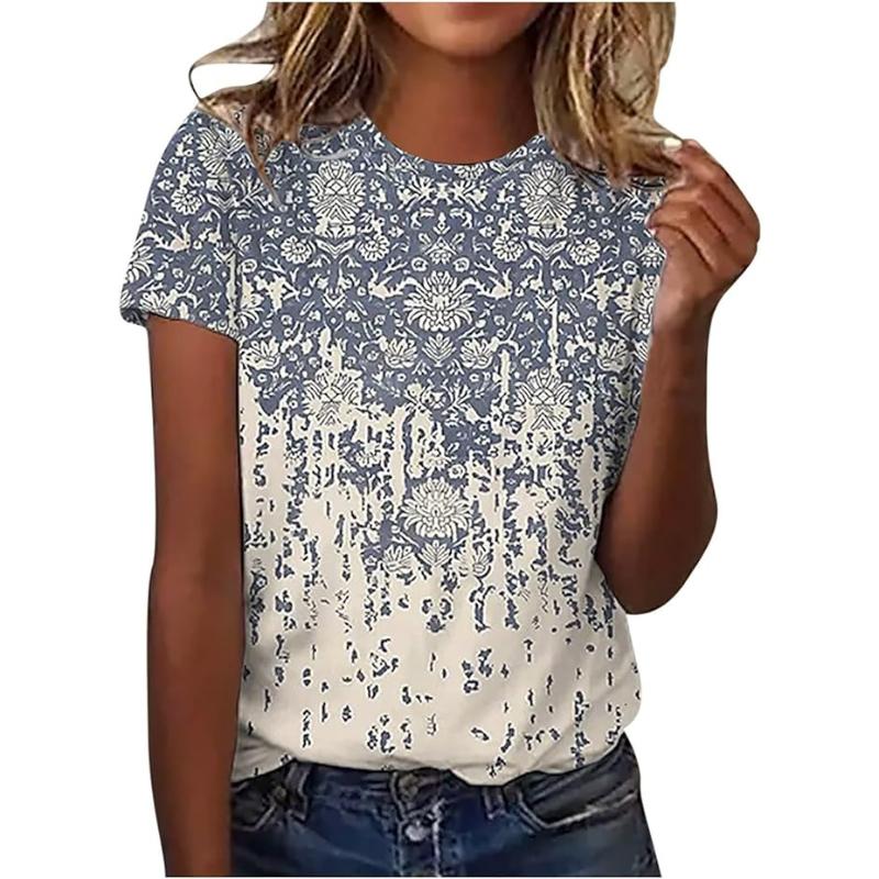 Stylish Loose Short Sleeve Printed Women's Top Comfortable T-Shirts Women’s