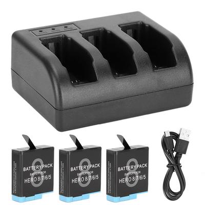 AHDBT-801 Black Rechargeable Battery with 3-Channel Charger for GoPro Hero 8765