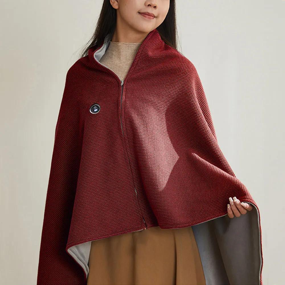 Winter Usb Electric Heated Blanket Wearable 3 Heating Level Heated Shawl Portable Body Warmer Blanket For Home Office Sofa Shawl