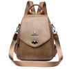 Schoolbag Flip Lock Backpack Women's 1011 New Soft Leather Anti-theft Backpack Multifunctional Commuter Travel School Bag