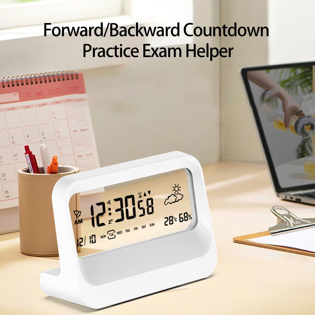 Alarm Clock with Weather Date Digital Clock Large Display Battery Operated Desk Clocks for Bedroom Livingroom Office