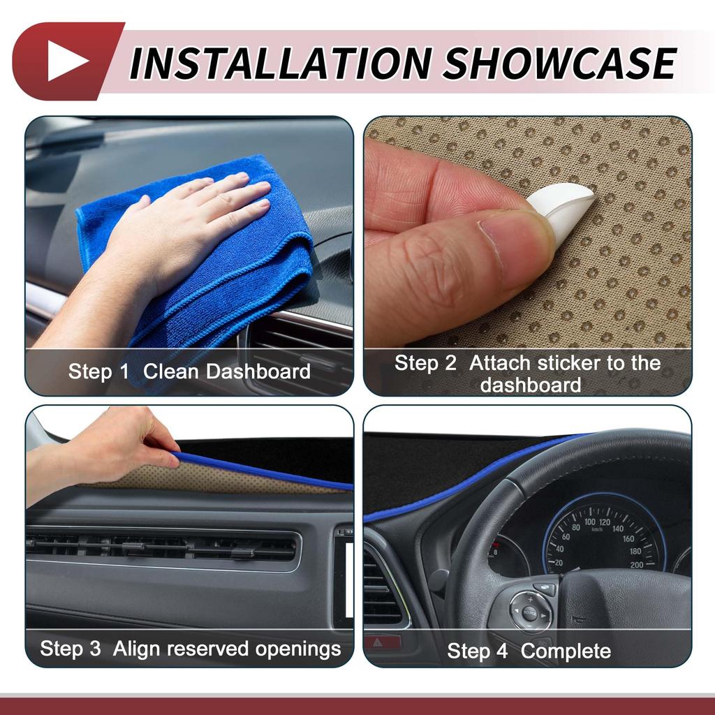 HEROFFIX Dashboard Mat for Toyota Raize A200A and Daihatsu Rocky Interior Dashboard Cover with Sun and Scratch Suede Black with Blue Custom Parts and