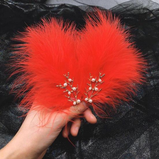 1 Paio di Pinze per Capelli da Donna con Decorazioni in Piume e Perle Finte, Fermagli Decorativi per Capelli in Stile Giapponese, Ornamenti per Capelli per Uso Quotidiano