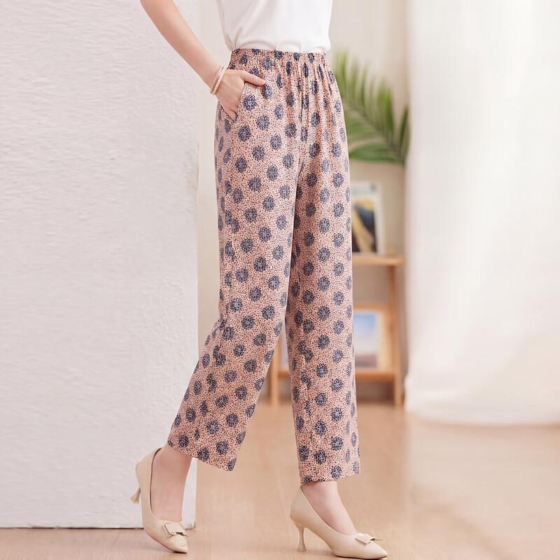 Haoyi Women's Mid-Aged Summer Straight-Leg Casual Pants